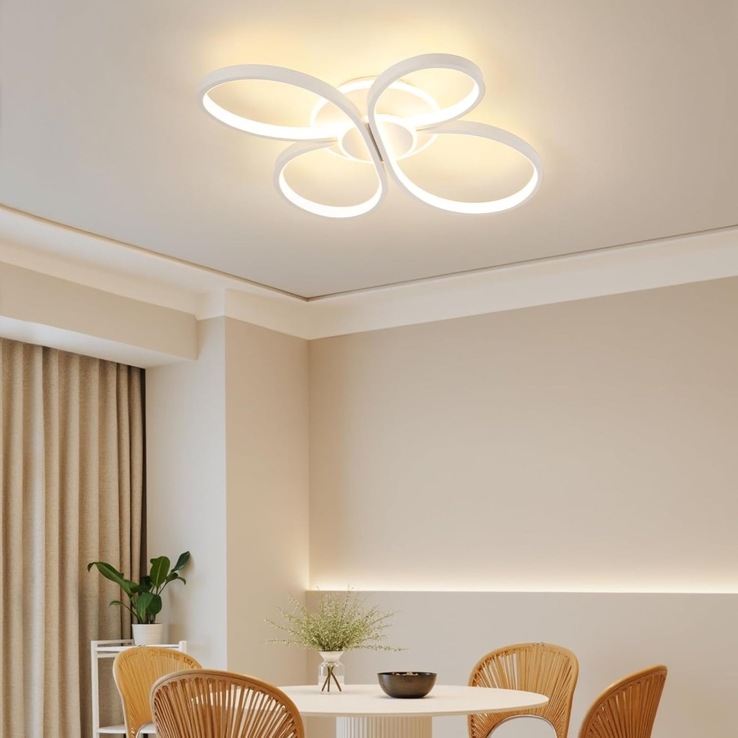 LED Ceiling Light Flower Design Modern, 42 W, 5300 lm, Continuously Dimmable with Remote Control, Flicker-Free, Memory Function, Ceiling Light for Living Room, Bedroom, Kitchen, Hallway - 60 x