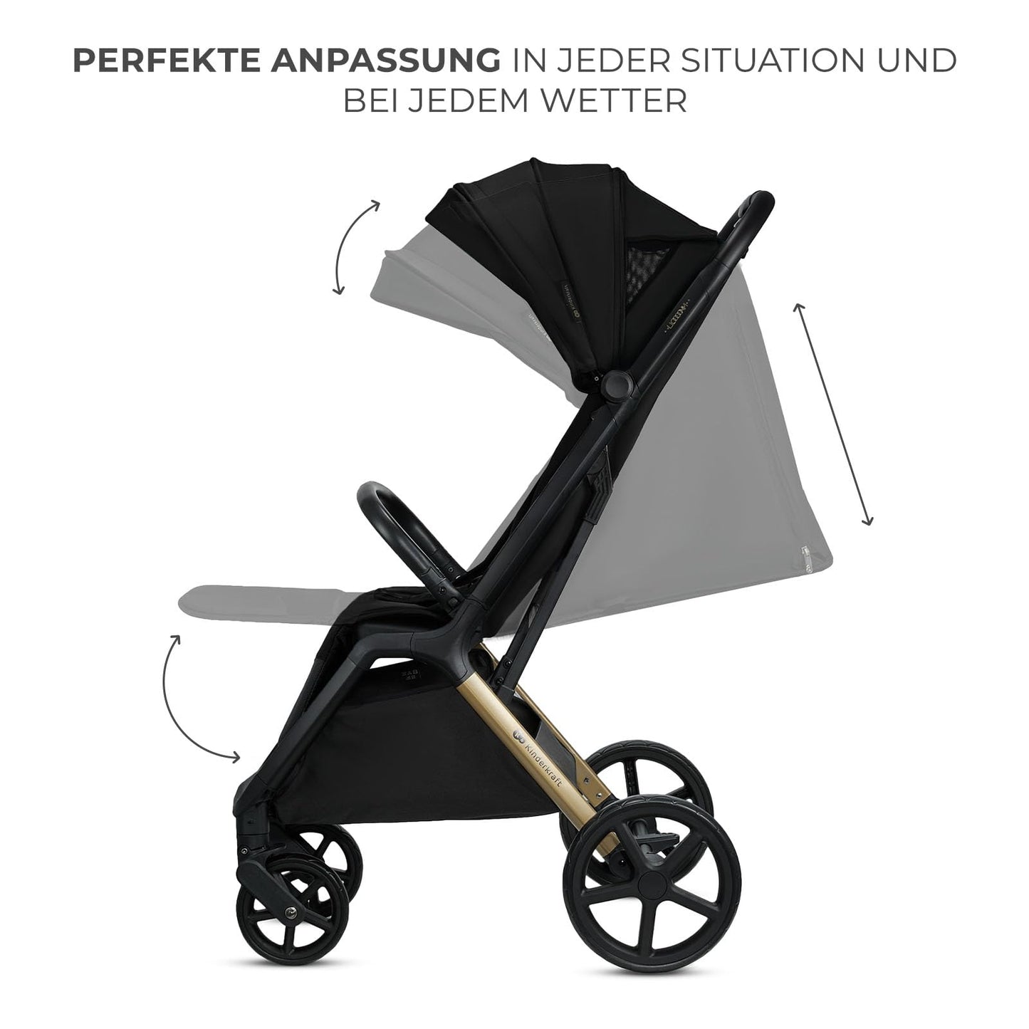 Kinderkraft Loom Buggy up to 27 kg, Pushchair, Enlarged Hood, Padded Wheels, Lying Position, Light Weight - 9 kg Spacious Basket, Compact Dimensions, Beige