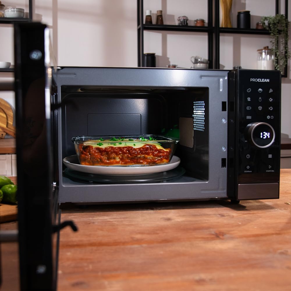 Cecotec Proclean 6120 Touch Screen Microwave with Grill, 23 L, 800 W and 1000 W, Digital, Even Cooking, 5 Power Levels, Defrost Function, Timer 60 Minutes, Turntable 285 mm