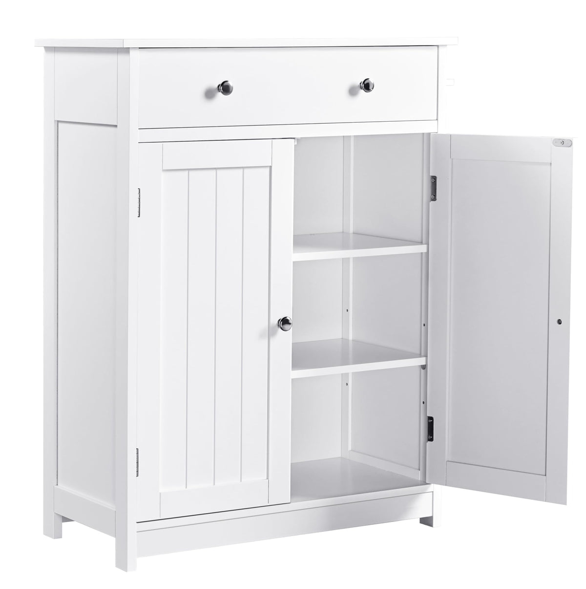 Yaheetech Bathroom Cabinet Kitchen Cabinet Chest of Drawers Storage Cabinet with Drawer and Double Door Bathroom 60 x 30 x 80 cm LBH White