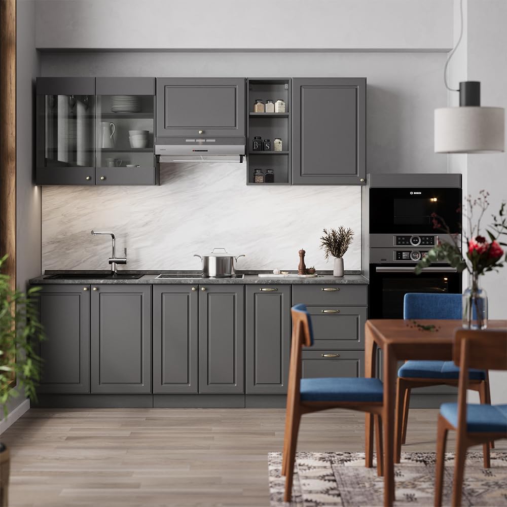 Vicco Kitchen Unit Fame-Line Goldkraft Oak / Anthracite 280 cm without Worktop