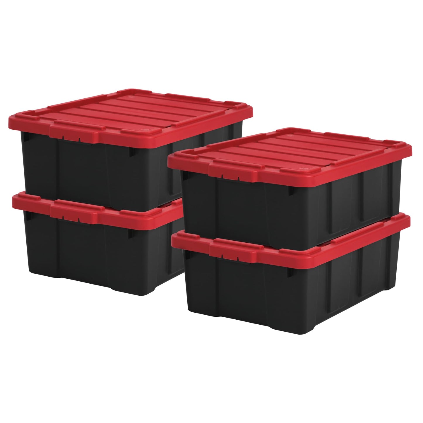 Iris Ohyama, 100L Plastic Storage Box with Heavy Duty Lid, Set of 2, Black, Stackable, Garage Shelves, Moving Moving Plastic Tool Box Storage Box UTB-27