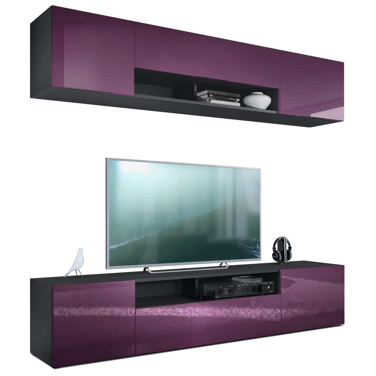 Vladon Mogan Wall Unit Black
