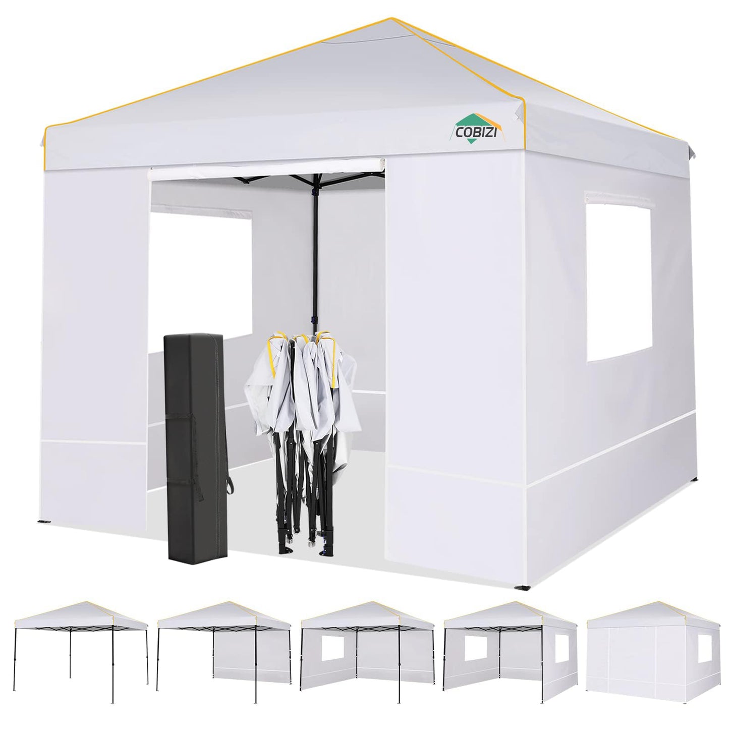 COBIZI Pavillon 3x6,Faltpavillon 3x6 Wasserdicht Stabil Winterfest, Sofort aufklappbare Vordächer Outdoor Gartenzelt mit 6 Seitenteilen, für Party Garten Festival, Weiß