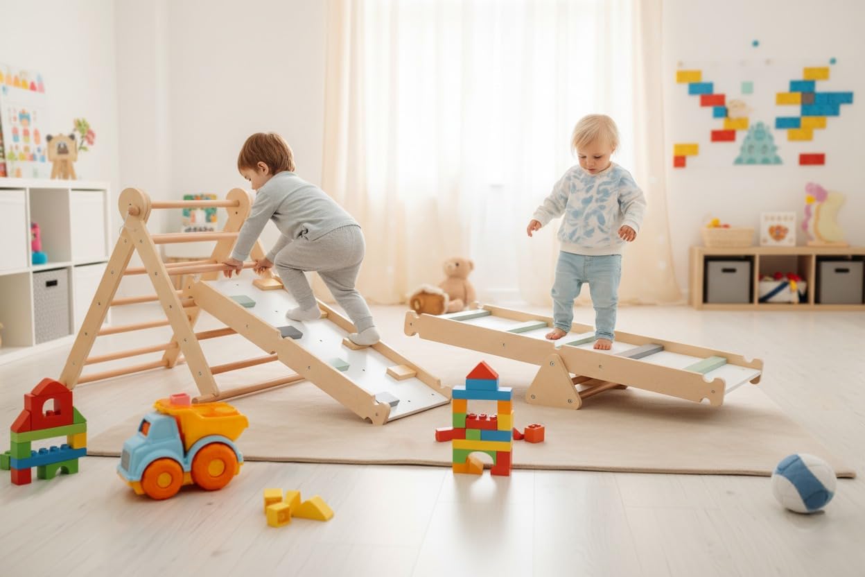 Mamabrum Wooden Pet Playground XL 5-in-1, Slide, Swing, Climbing Wall, Net and Ladder for Active Toddlers, Sturdy, for Active Homepage, Support Baby Development