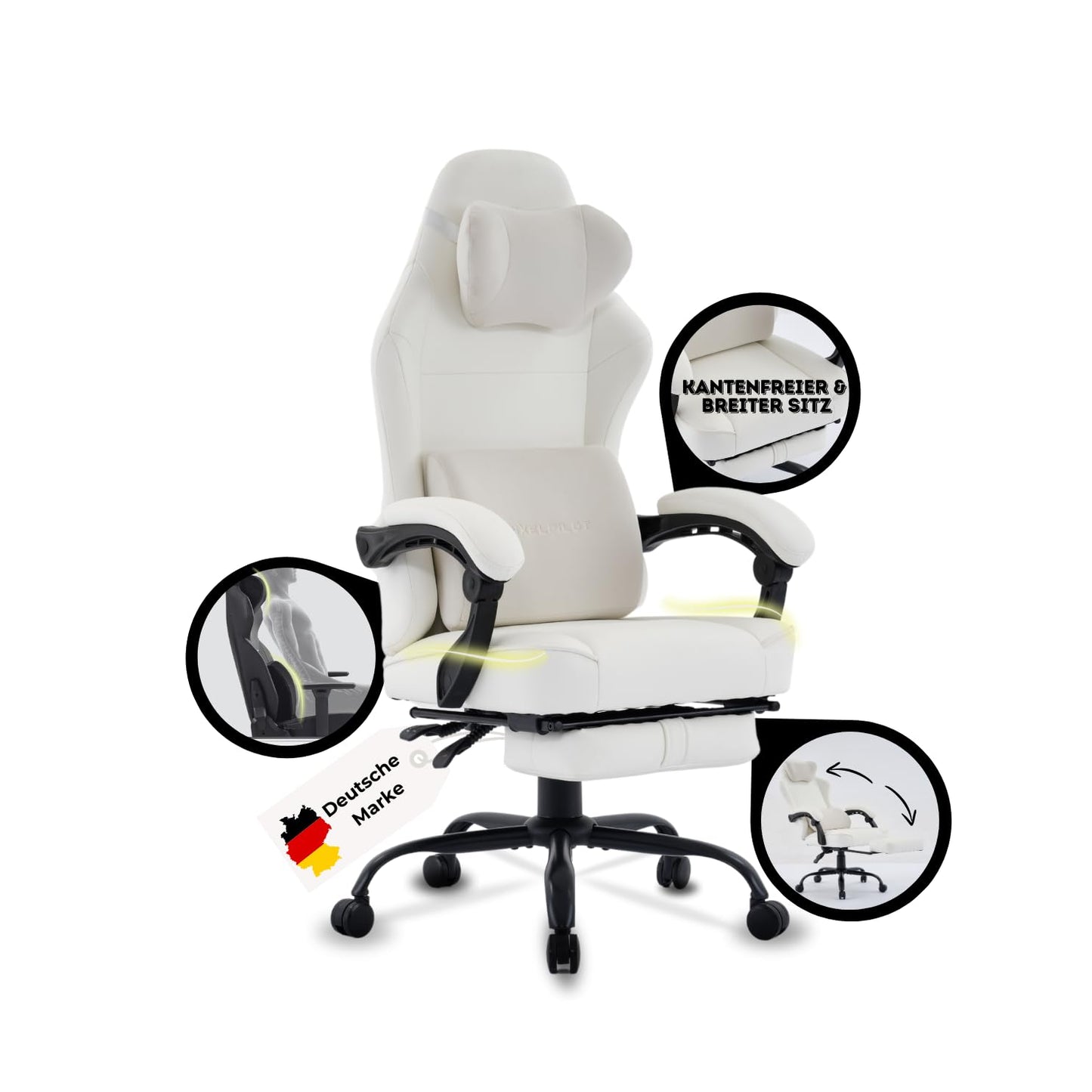 PixelPilot Ergonomic Gaming Chair [Breathable Fabric] Gaming Chair with Footrest, Head and Lumbar Support, Gamer PC Chair Wide Seat, Office Chair 150 kg Load Capacity (Nebula I, Grey)