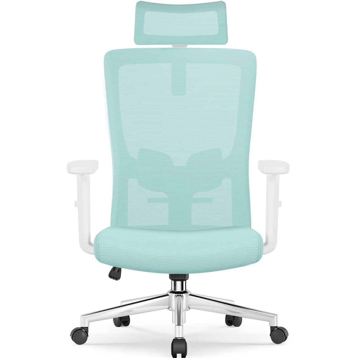 Ergonomic Office Chair with Adjustable Lumbar Support, Armrests and Headrest, Swivel Office Chair 150 kg, Desk Chair, Executive Chair, Rocker Function up to 135°
