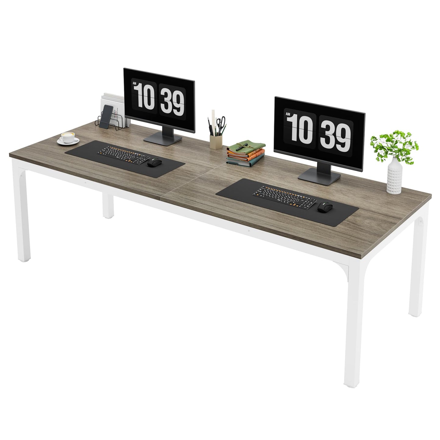 Tribesigns Desk, Computer Desk, 200 x 70 x 75 cm, Double Long Desk, PC Table, Office Table, Work Table, Dining Table, Office Furniture, Computer Desk, Conference Table for Home Office, Rustic Brown