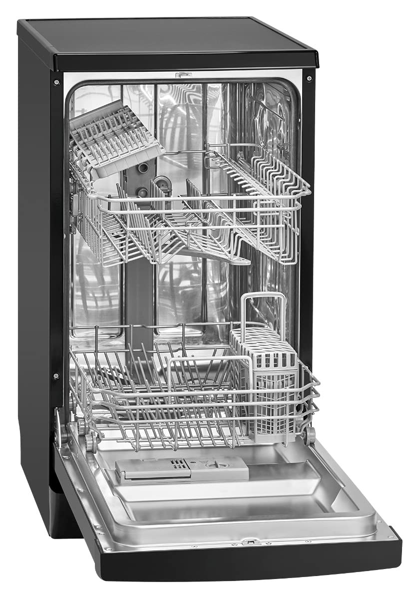 Bomann Dishwasher 45 cm, 10 Place Settings, Dishwasher Stand or Substructure, 7 Programmes & 2 Spray Levels, Dishwasher with Start Dial, Dishwasher Can Be Under-Assembled GSP 7418, Black