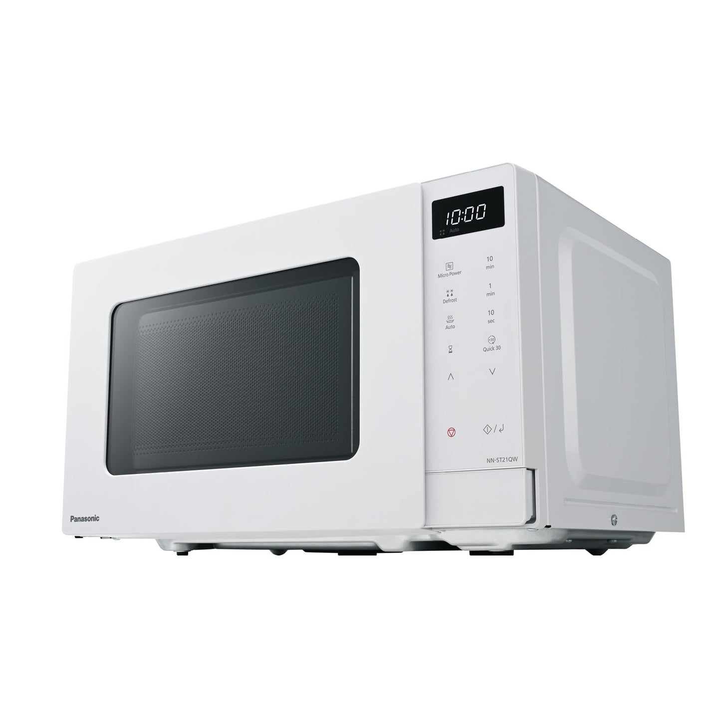 Panasonic NN-ST21QWEPG 20L Solo Microwave with Turntable, 800W, Automatic Defrost, 11 Automatic Programmes, LED Display, 5 Power Levels, Digital Timer, White