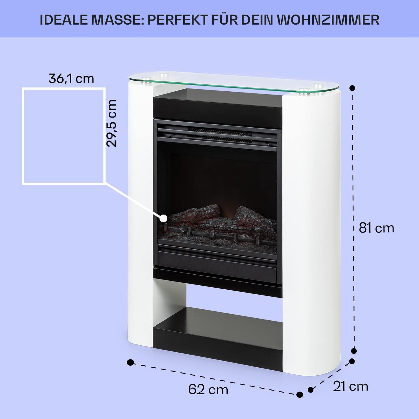 Klarstein Elektrokamin, Elektro Heizungen für Wohnzimmer & Innenräume, Elektrischer Kamin mit LED Flammen, Sparsamer Elektroofen, Heizlüfter mit Timer, Einstellbarer Thermostat, Heizung 1800 W