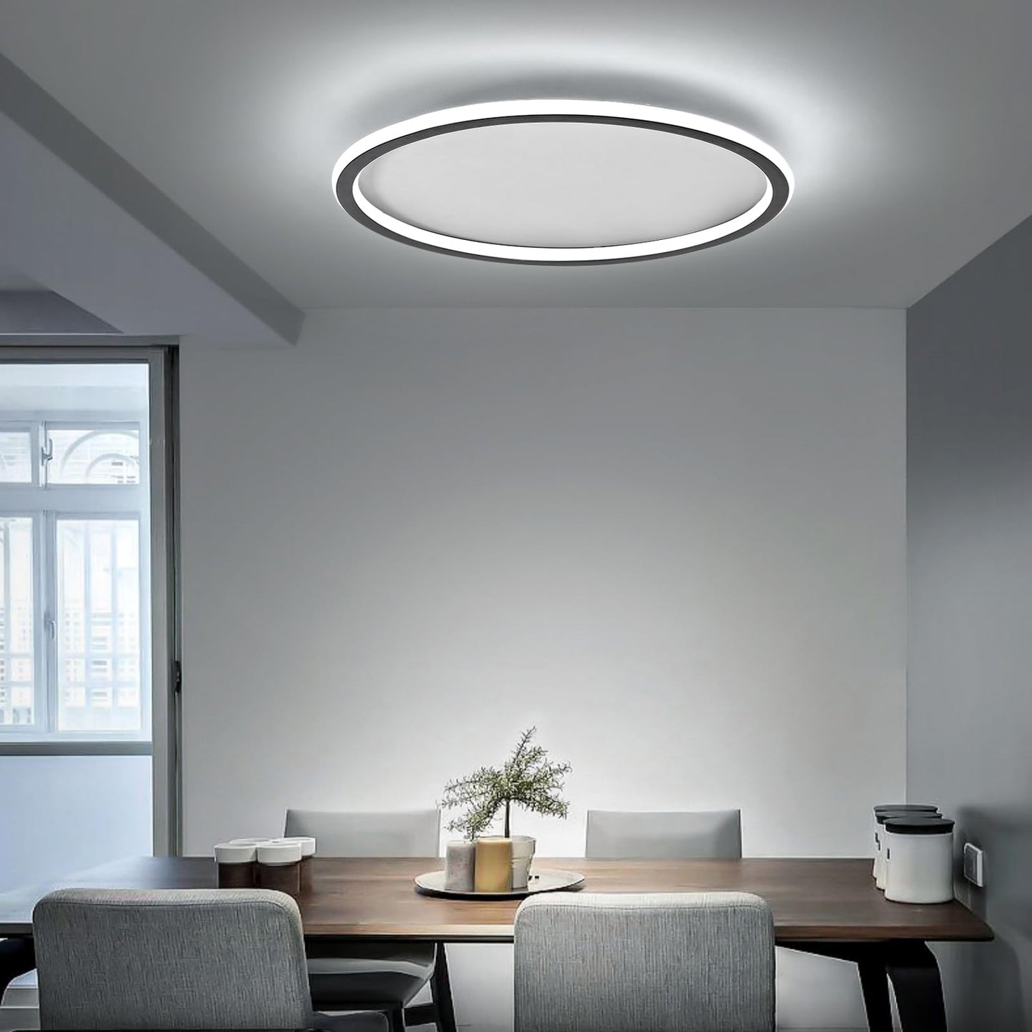 Mikeru 3000K Ceiling Light, 40 cm LED Round Ceiling Lighting, Warm White Ceiling Light, Flush Mount Bathroom Ceiling Lights Without Remote Control for Living Room, Hallway, Bedroom