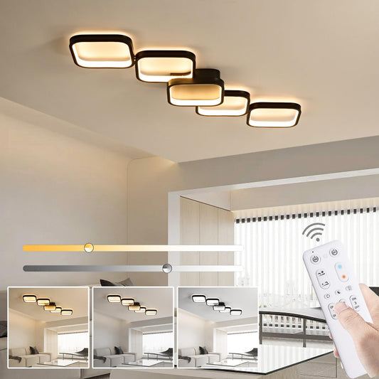 LED Deckenleuchte Dimmbar Wohnzimmer Deckenlampe mit Fernbedienung, Weiß Deckenbeleuchtung mit Memory Funktion 45W Schlafzimmerlampe 92x31cm Modern Rechteckige Design Küchenlampe für Kinderzimmer Flur