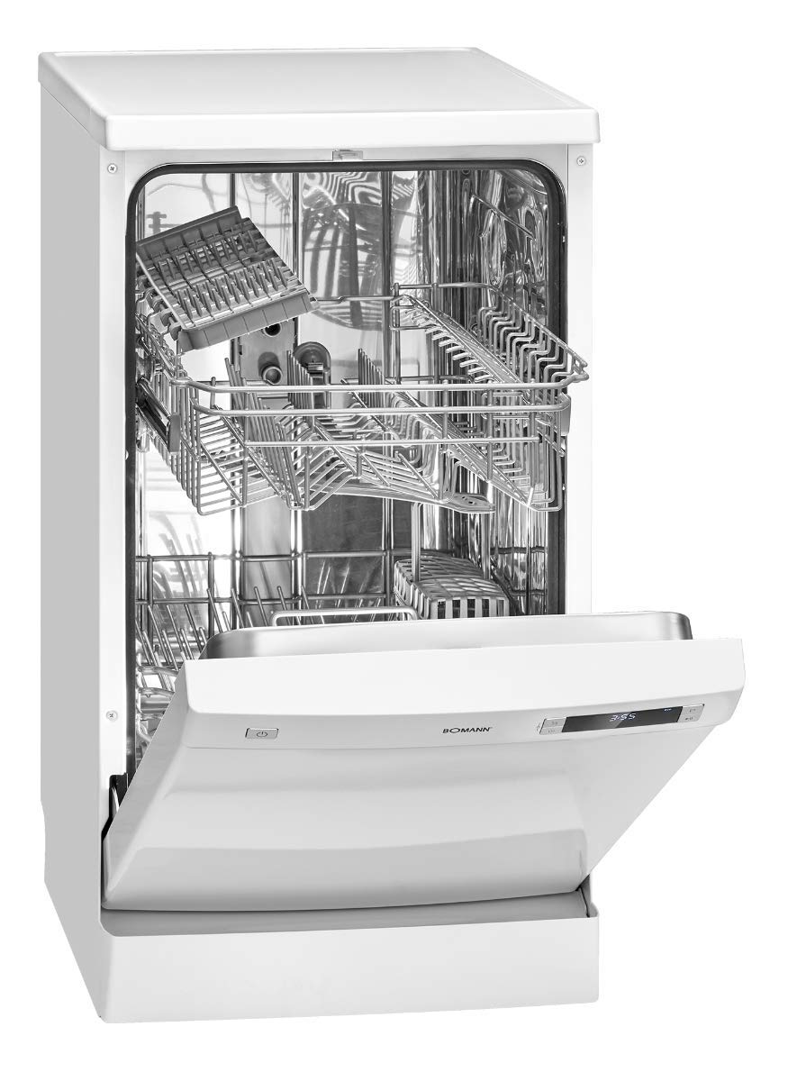 Bomann GSP 7418 Dishwasher, 10 Place Settings, Dishwasher Stand or Substructure, 7 Programmes & 2 Spray Levels, Dishwasher with Start Selection White