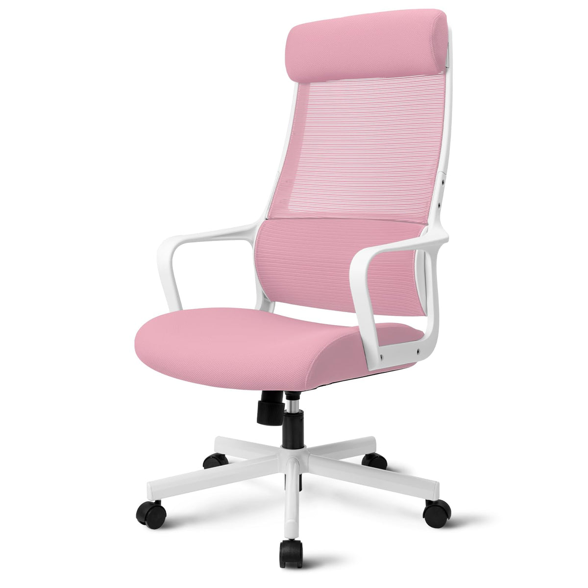 Ergonomic Office Chair with Height Adjustable Headrest, High Back, Lumbar Support, Silent Casters, Heavy Duty Chair for Conference Workspace Area, EN1335 Standard (Grey)