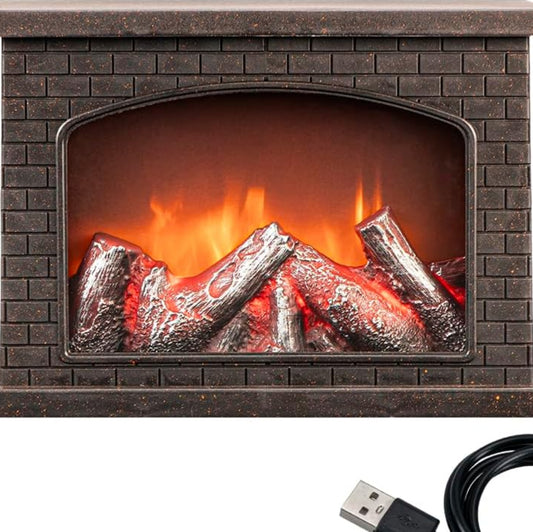 Ideen mit Herz LED Fireplace, Decorative Fireplace, Electric, Battery Operated, No Heating, Realistic Fire/Flame Effect, 28 x 11.8 x 19.8 cm, with Timer Function