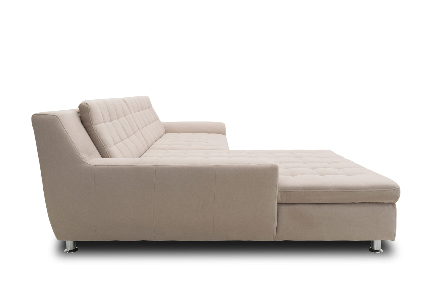 DOMO. collection Merida Corner Sofa, Sofa with Sleep Function in L-Shape, Corner Couch with Bed Box, Sofa Bed 304 x 200 x 84 cm (W x D x H), Beige
