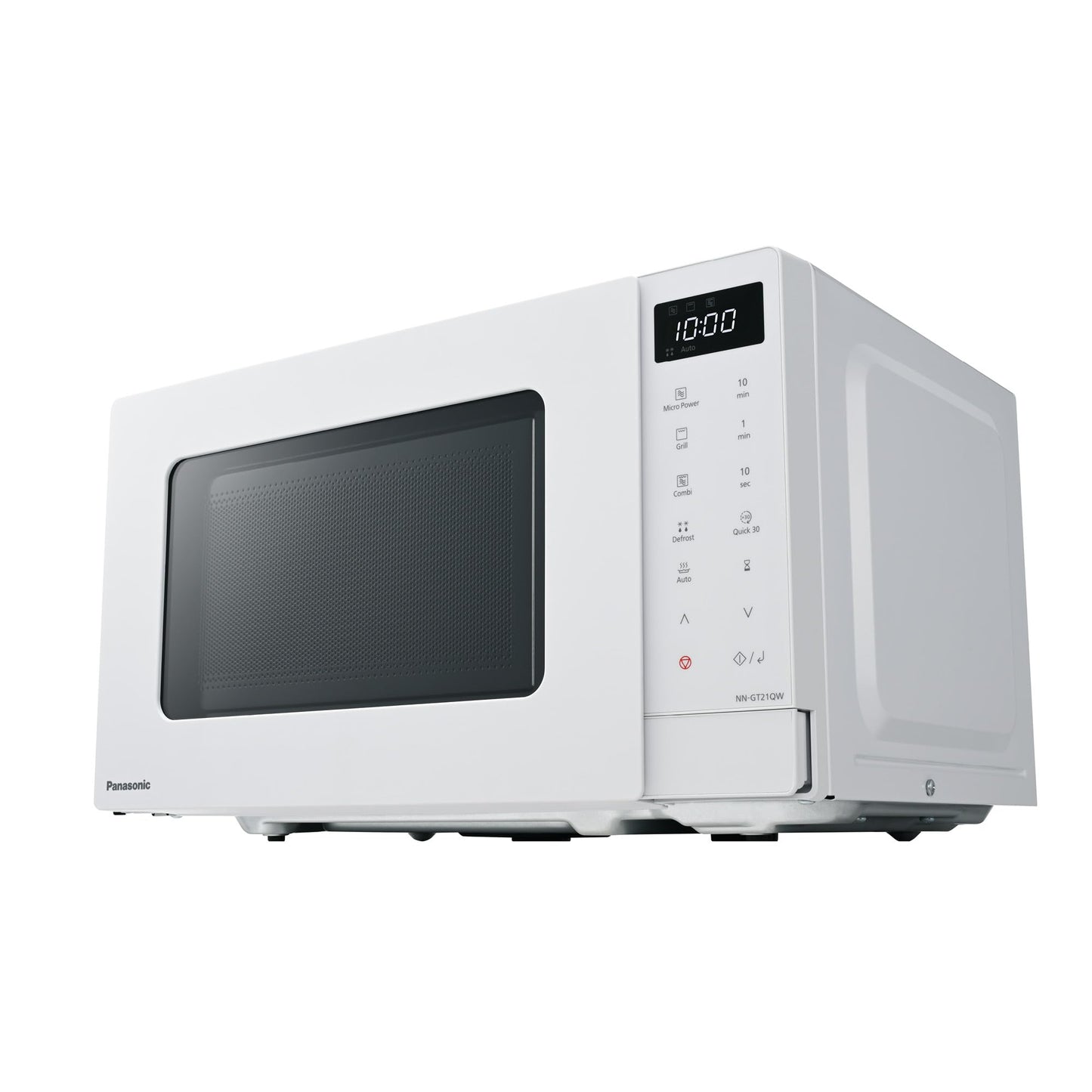 Panasonic NN-ST21QWEPG 20L Solo Microwave with Turntable, 800W, Automatic Defrost, 11 Automatic Programmes, LED Display, 5 Power Levels, Digital Timer, White