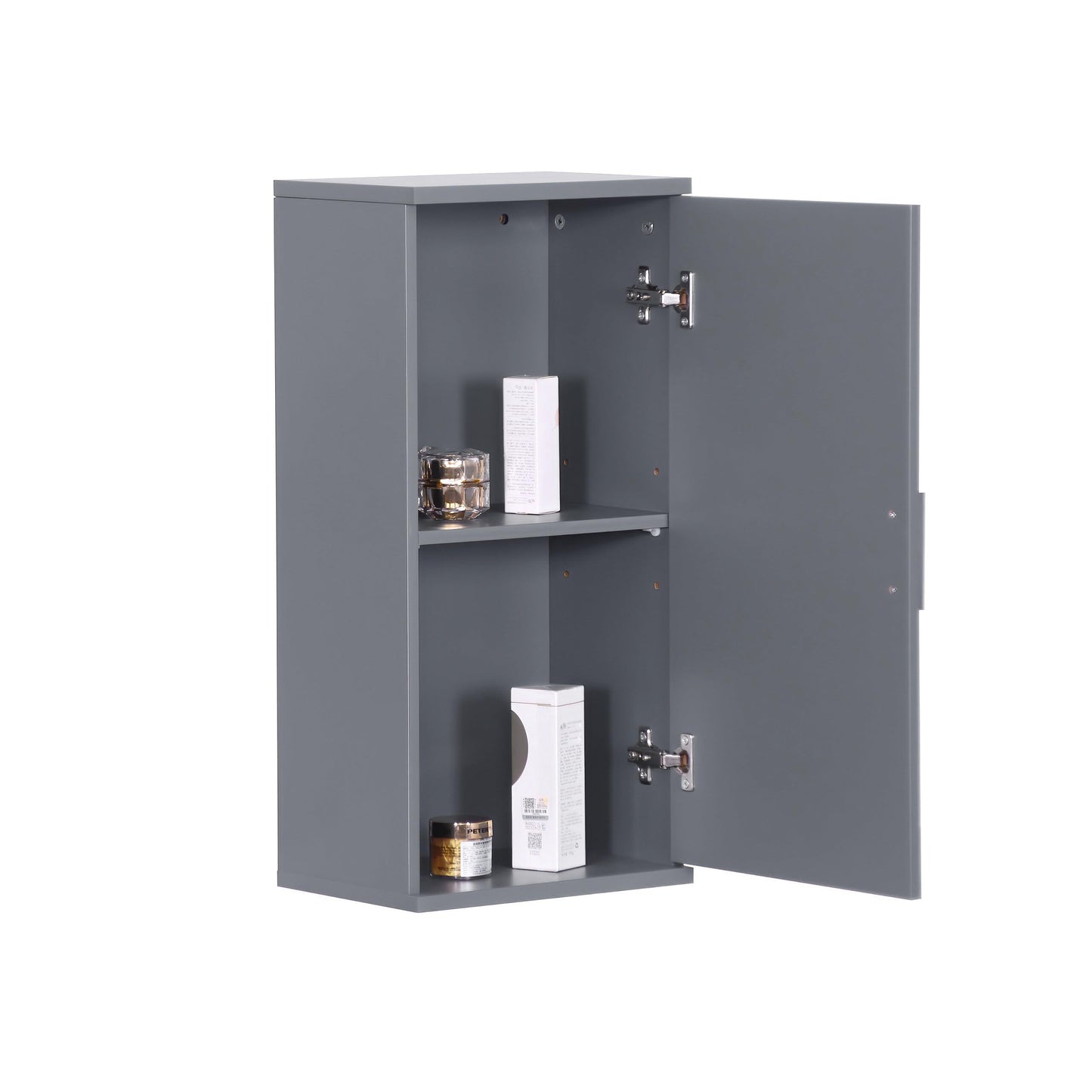 Relaxdays Bathroom Wall Cupboard, 2 Compartments, H x W x D: 62 x 30 x 21 cm, Adjustable Shelf, Narrow Bathroom Cabinet, MDF, White