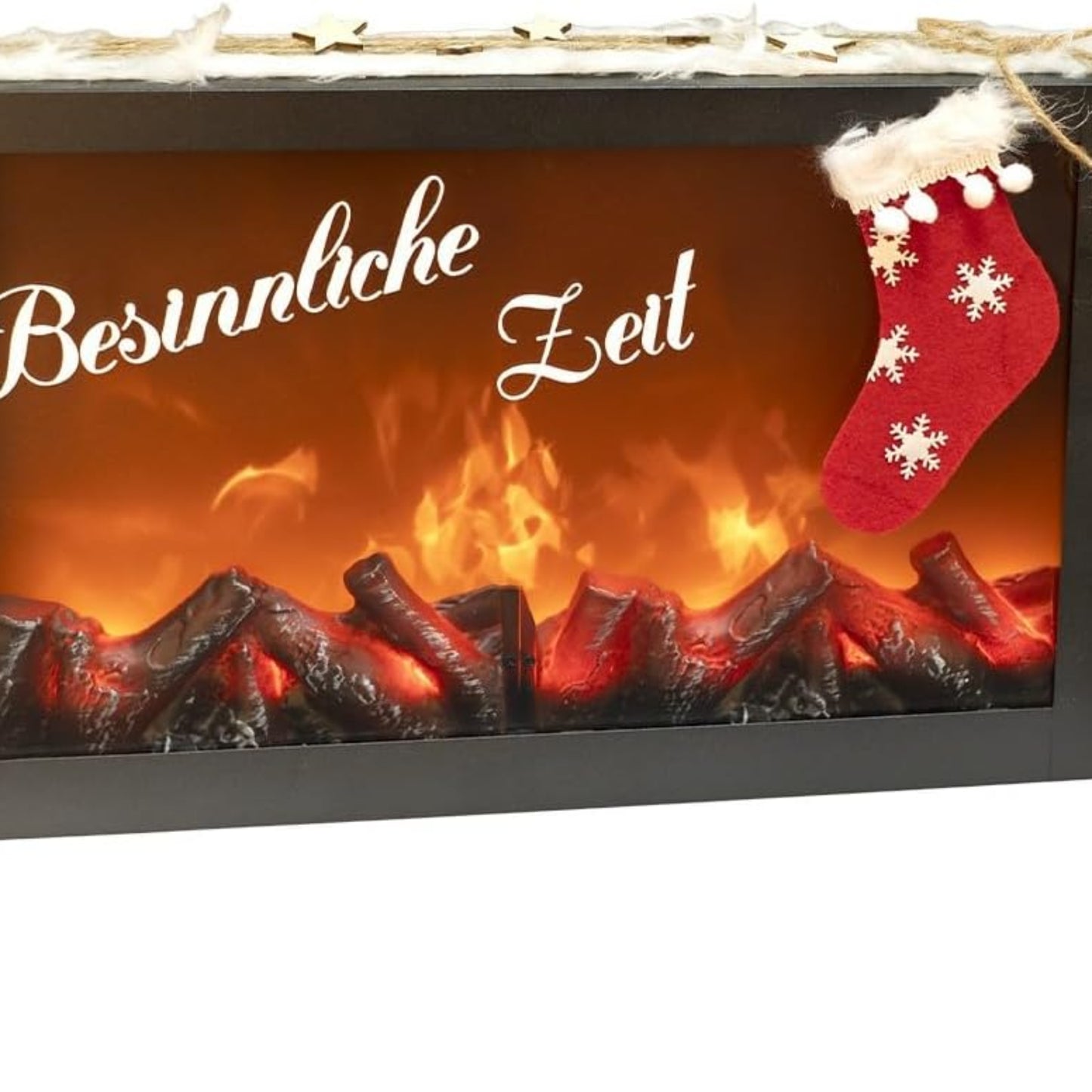 Ideen mit Herz LED Fireplace, Decorative Fireplace, Electric, Without Heating, Realistic Fire/Flame Effect, 41 x 10 x 25 cm, with Timer Function (6 Hours ON, 18 Hours Off)