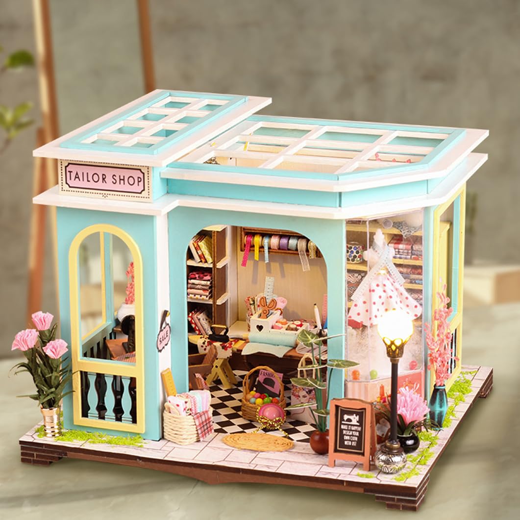 UINOFER DIY Greenhouse Wood, Miniature Garden House Building with Furniture, Creative Construction Kit Adults, Model Kit for Adults and Children - Hanging Garden