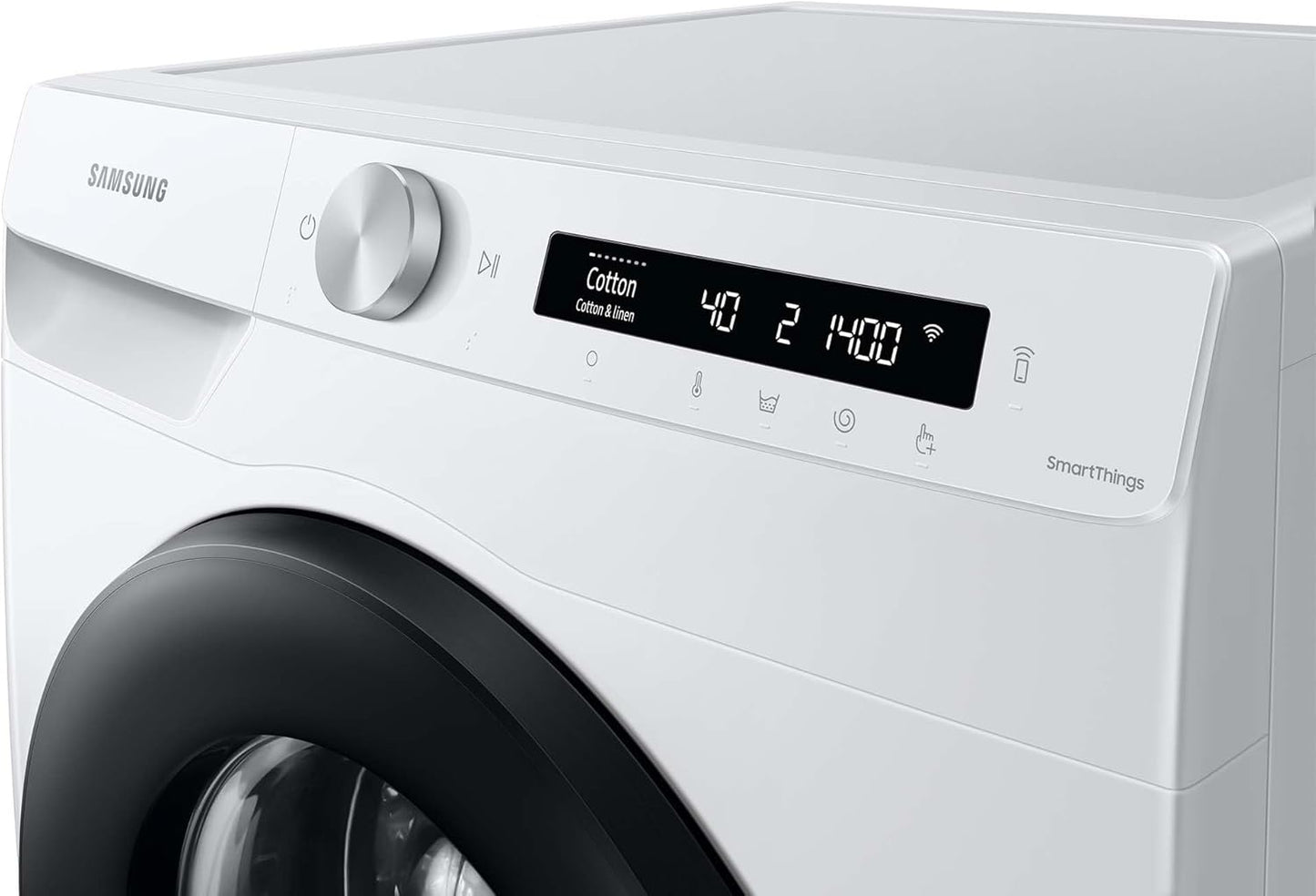 Samsung WW90T504AAWCS2 Washing Machine, 9 kg, 1400 rpm, Extra Energy Saving, Energy Saving, Energy Efficiency Class A (-10%), AI Ecobubble, AI Control, SmartThings App and AI Energy Mode, Hygiene