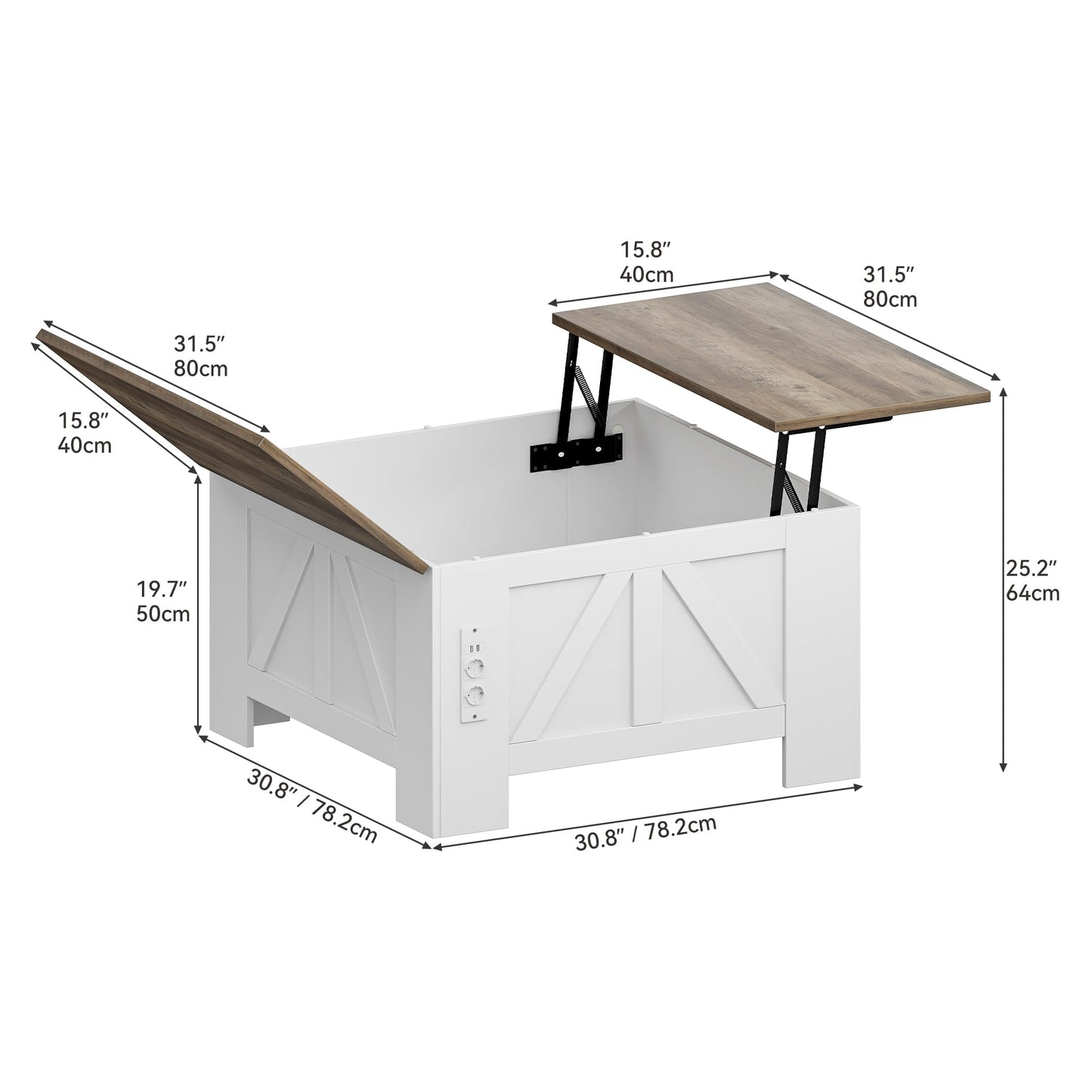 YITAHOME Coffee Table, Square Living Room Table 2-Tier Coffee Table with Storage Space for Couch Bedroom, Sturdy Metal Frame, 80 x 80 x 45 cm