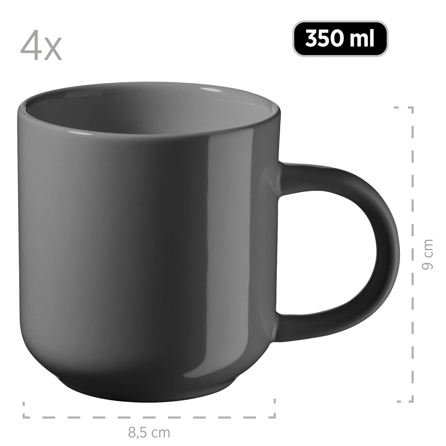 MÄSER 934005 Alenia Series Crockery Set for 4 People in Modern Scandinavian Design, 16-Piece Ceramic Crockery Set in Pink, Stoneware