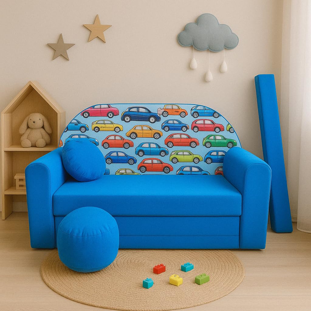 Children's Sofa with Sleep Function Foldable 3-in-1 Children's Sofa Play Sofa with Bed Function Girls Boys Bean Bag Mini Sofa Bed Children's Room Sleeping Chair (A39)