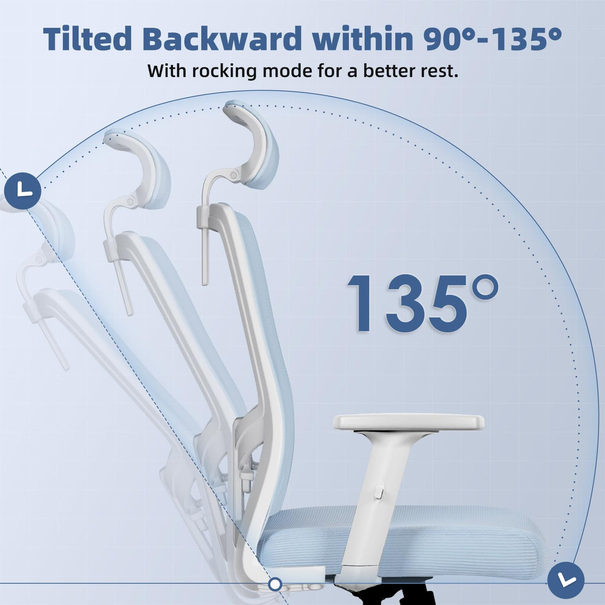 Ergonomic Office Chair with Adjustable Lumbar Support, Armrests and Headrest, Swivel Office Chair 150 kg, Desk Chair, Executive Chair, Rocker Function up to 135°