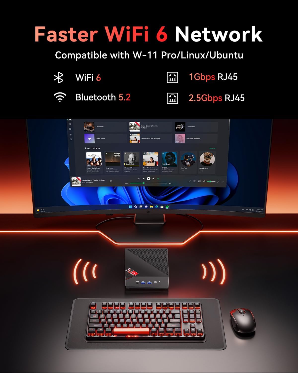 NiPoGi AM06 PRO Mini PC АMD Ryzen 7 7730U (8C/16T, up to 4.5GHz), 16GB DDR4 512GB M.2 SSD Mini Desktop Computer WiFi 6, Dual LAN, DP/HDMI 2.0/Type-C 4K Triple Display Mini PC with VESA for School