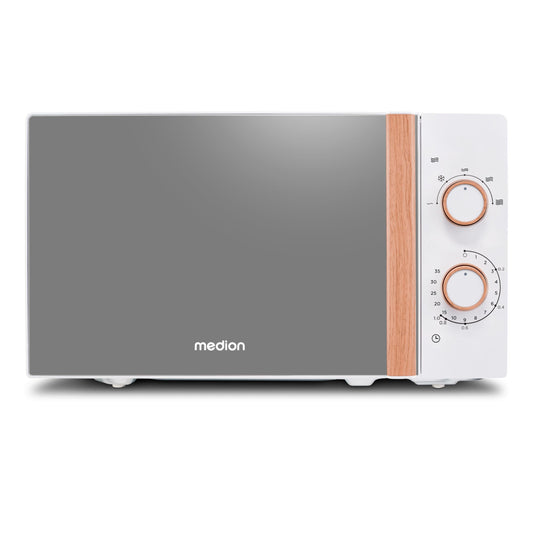MEDION MD 15644 Microwave, Approx. 700 Watt Power, Approx. 17 Litre Capacity, 6 Levels, Defrost Function, Black/Silver