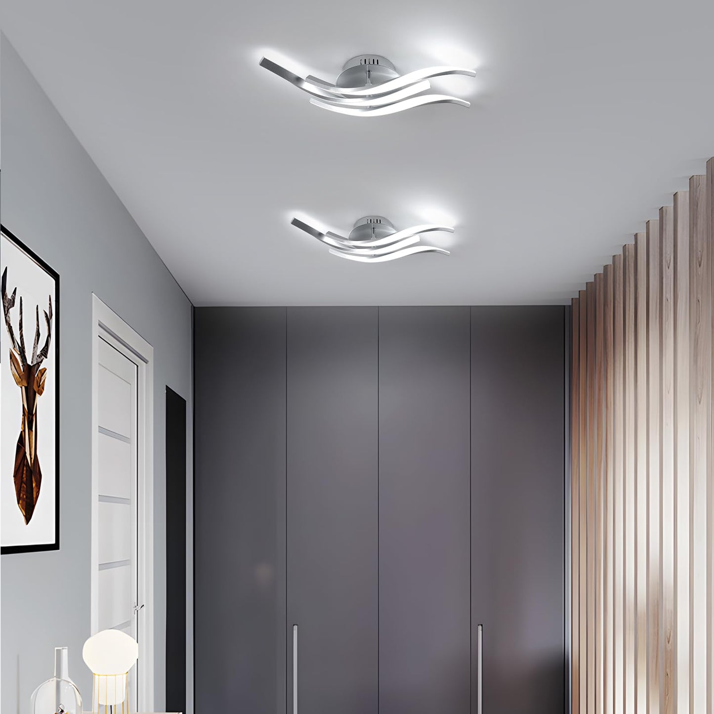 LED Ceiling Light, Kitchen Ceiling Light, Bedroom, 18 W 1620 LM Ceiling Light Living Room, 6500 K Cold White, 3 LEDs, Suitable for Bedroom, Dining Table, Hallway Lamp Ceiling, Balcony, Diameter 54 cm
