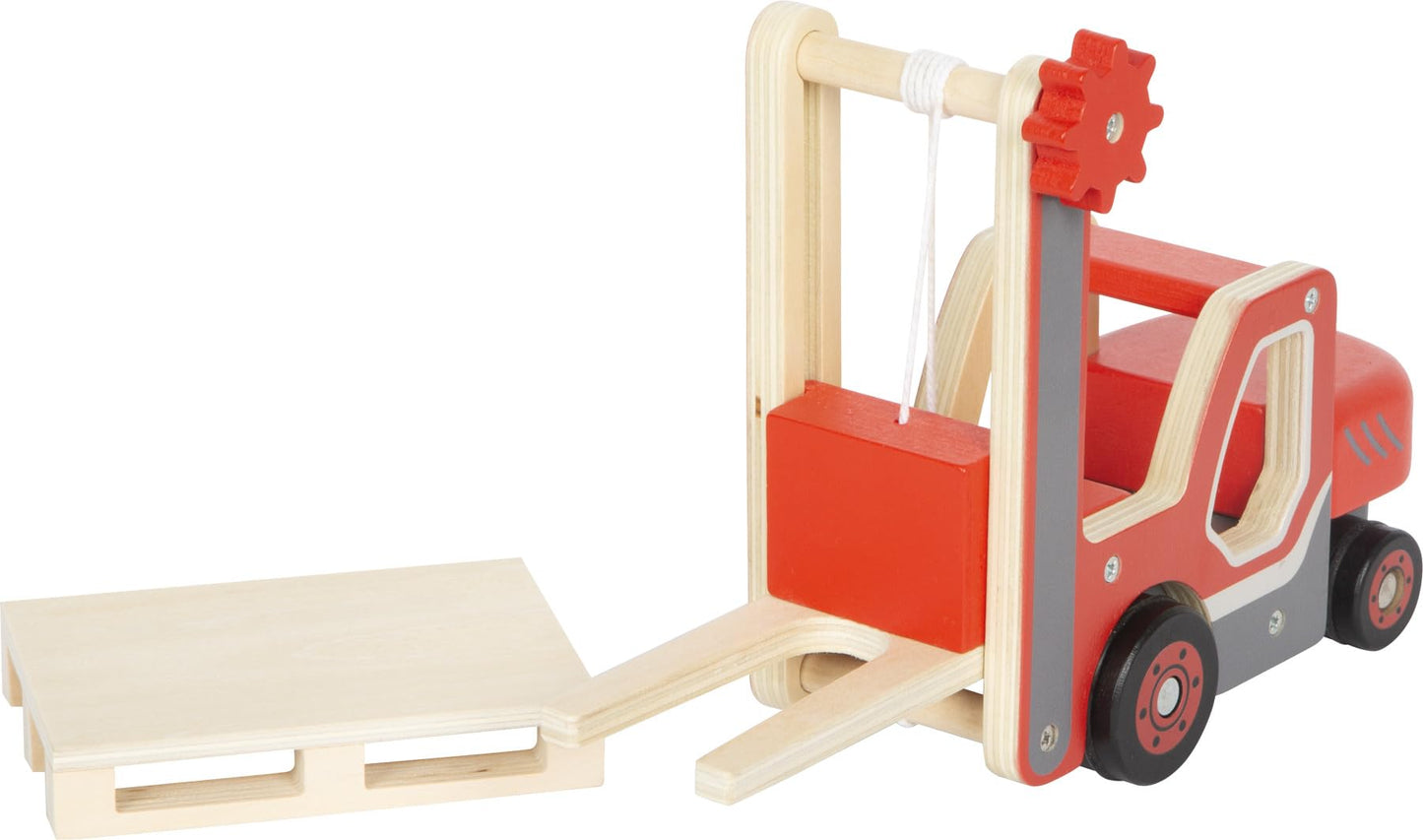 small foot Crane Truck with Wooden Pallet, Toy Vehicle for Children, with 360° Rotating Crane and Accessories, from 2 Years, 12639