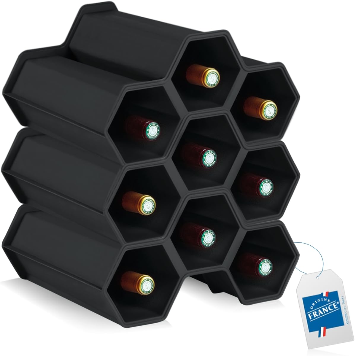 Stimo Wine Rack for 12 Bottles Stackable Bottle Rack Plastic Drinks Rack Expandable (4)