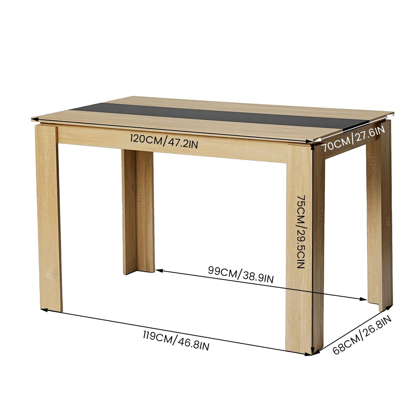 FURNITABLE Esstisch mit 4 Stühlen Esszimmergruppe, 4er Set Esszimmerstühle und Rechteckig Holztisch Essgruppe für Wohnzimmer Küche Büro (110 * 70cm Tisch+4 Schwarz Stühle)