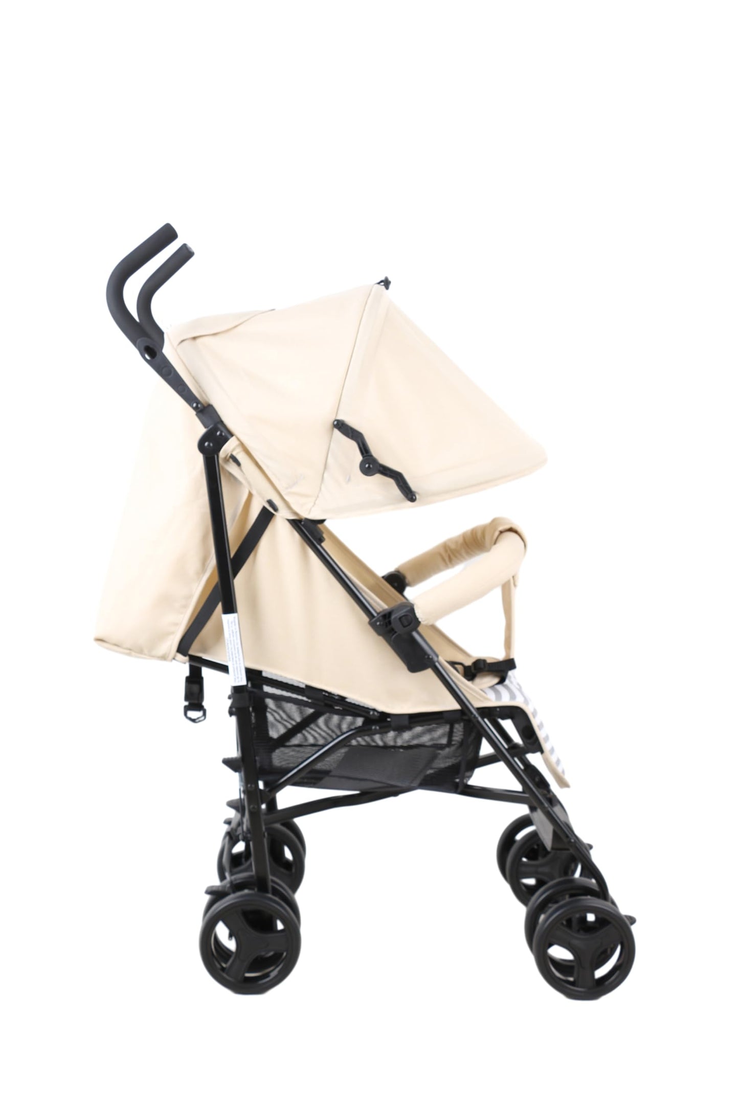 YALION Pushchair Buggy Travel Buggy Small Foldable 5 Reclining Positions Leg Warmer Shopping Basket Sun Canopy 360° Wheels Children's Buggy up to 15 kg Beige