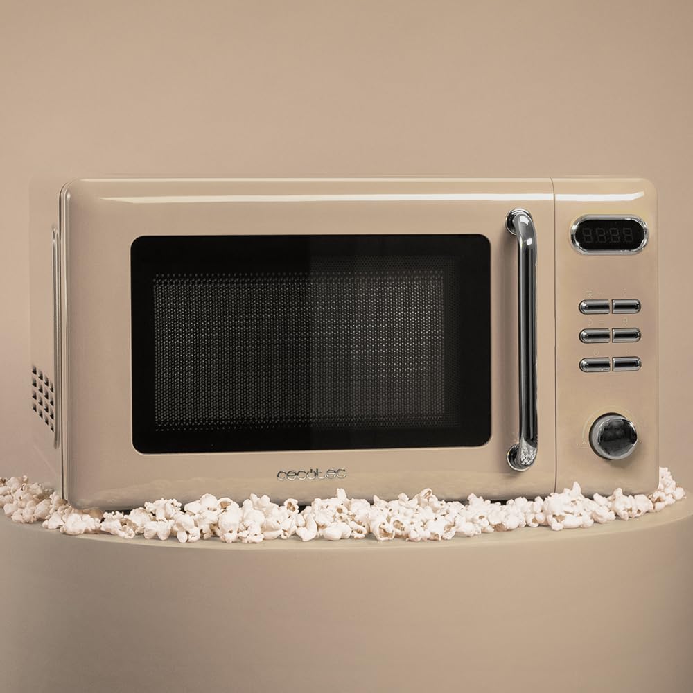 Cecotec Proclean 5110 20L Retro Beige 700W 5 Level Digital Microwave with Grill - 60 Minutes Timer - 8 Programmes and Defrost Mode - Vintage Beige