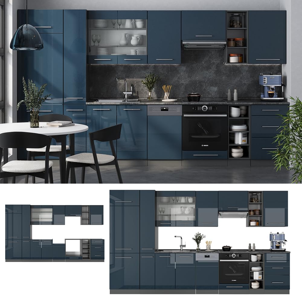 Vicco Kitchen Unit Fame-Line Goldkraft Oak / Anthracite 355 cm without Worktop
