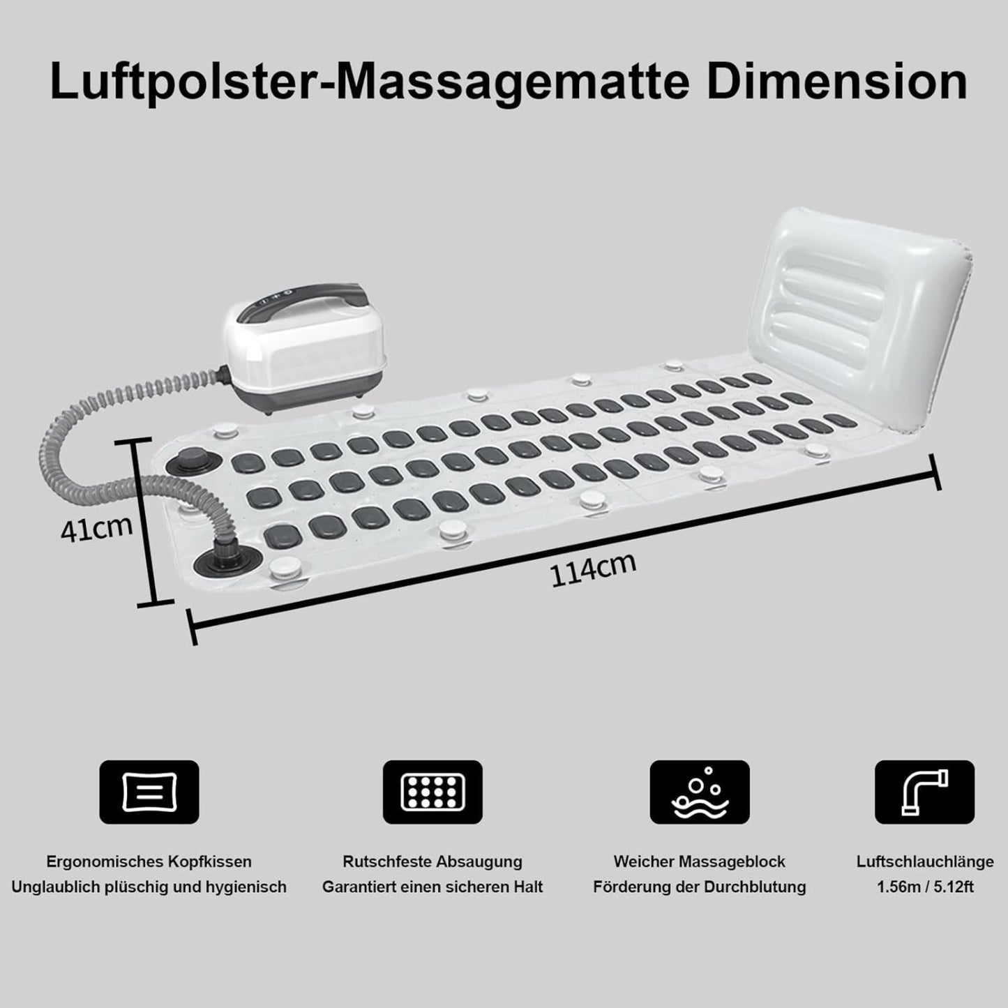 Bath Spa Mat, Bubble Bath Mat, Whirlpool Bath Mat with Cushion, Portable Bubble Bath Massager with 6 Speed Bubbles for Home Relaxation, Non-Slip Suction Cups