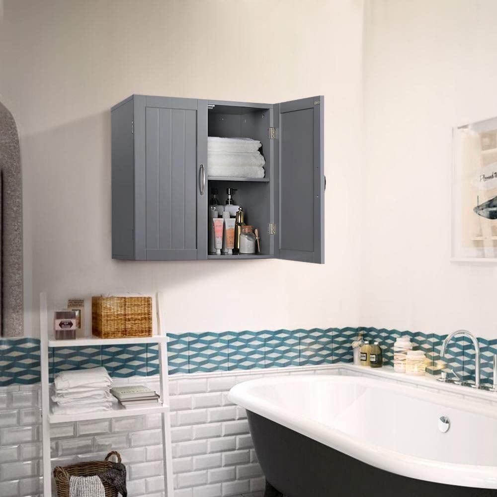 Yaheetech Bathroom Cabinet Wall Cabinet with 3 Doors Bathroom Cabinet Wall Shelf Kitchen Cabinet with Height-Adjustable Shelf for Bathroom Kitchen Laundry Room 75 x 31 x 60 cm