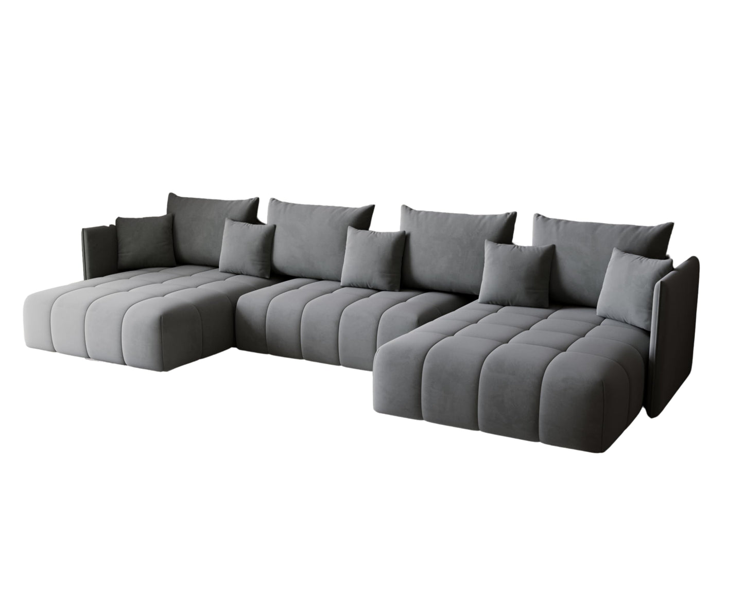 U-Shape Corner Sofa Gona U with Sleep Function - Large Sofa Bed 346 × 188 cm - Sofa with Bed Box - T30 Foam - Automatic Folding Function, Easily Extendable - Monolith 97 (Graphite)