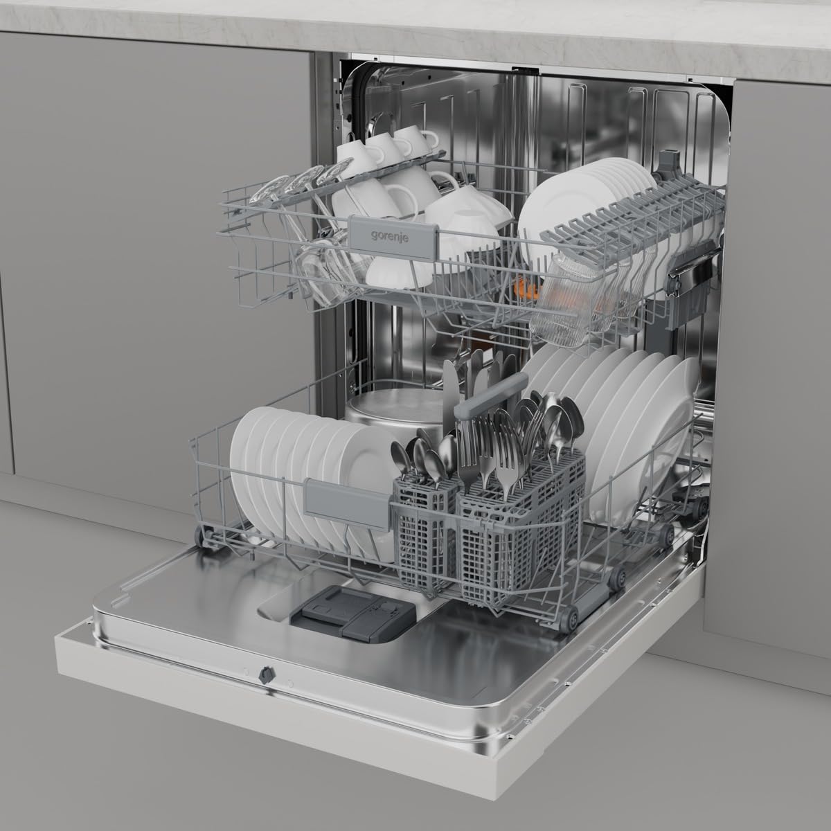 Gorenje GS643C90W Dishwasher/Freestanding/60 Width/16 Place Settings/6 Programmes/TotalDry/Total AquaStop/MultiClack/FlexUse/Intensive Programme/Crystal Glass/Energy Efficiency: C/Dimensions (H x W x