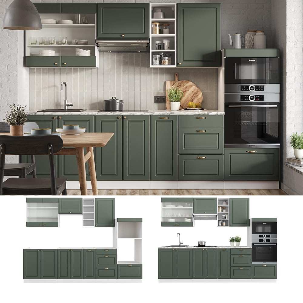 Vicco Fame-Line Kitchen Unit 280 cm without Worktop 280 cm High-Gloss Anthracite / White