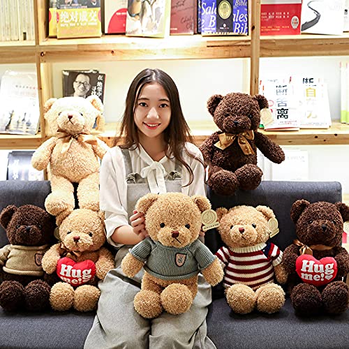 Teddy Bear Soft Fur Teddy Bear with Hood Paw Print Plush Toy Cuddly Toy Stuffed Toy Gift (Red, 30 cm)