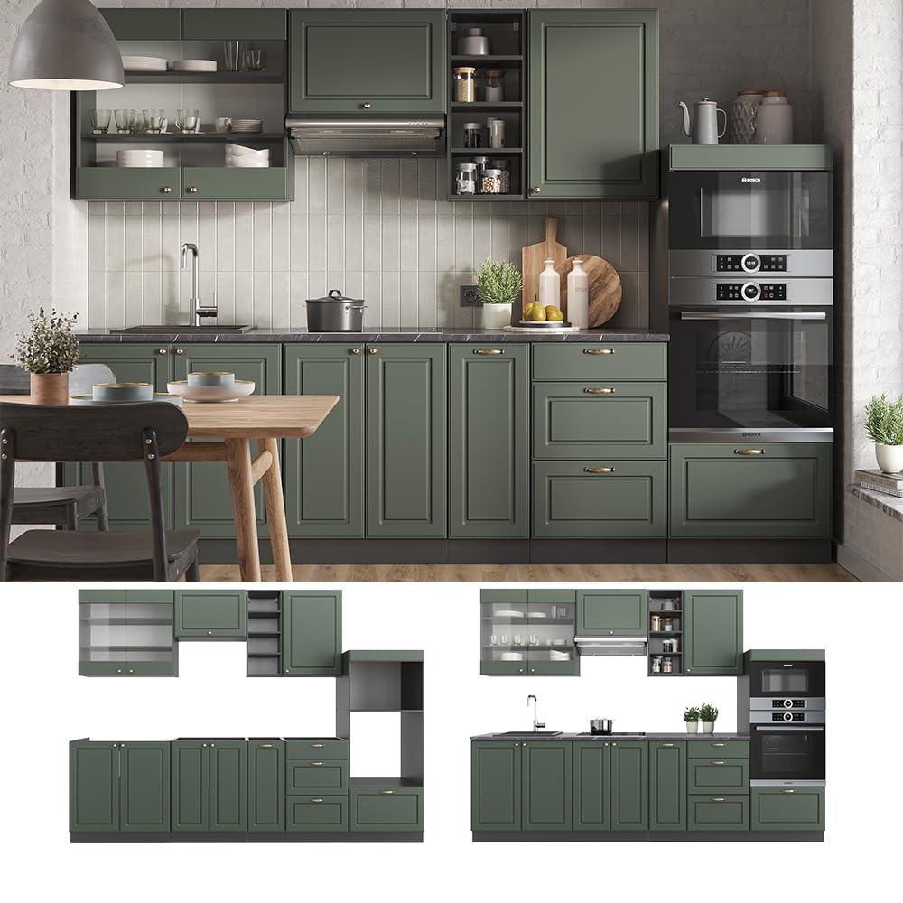 Vicco Kitchen Unit Fame-Line Goldkraft Oak / Anthracite 280 cm without Worktop
