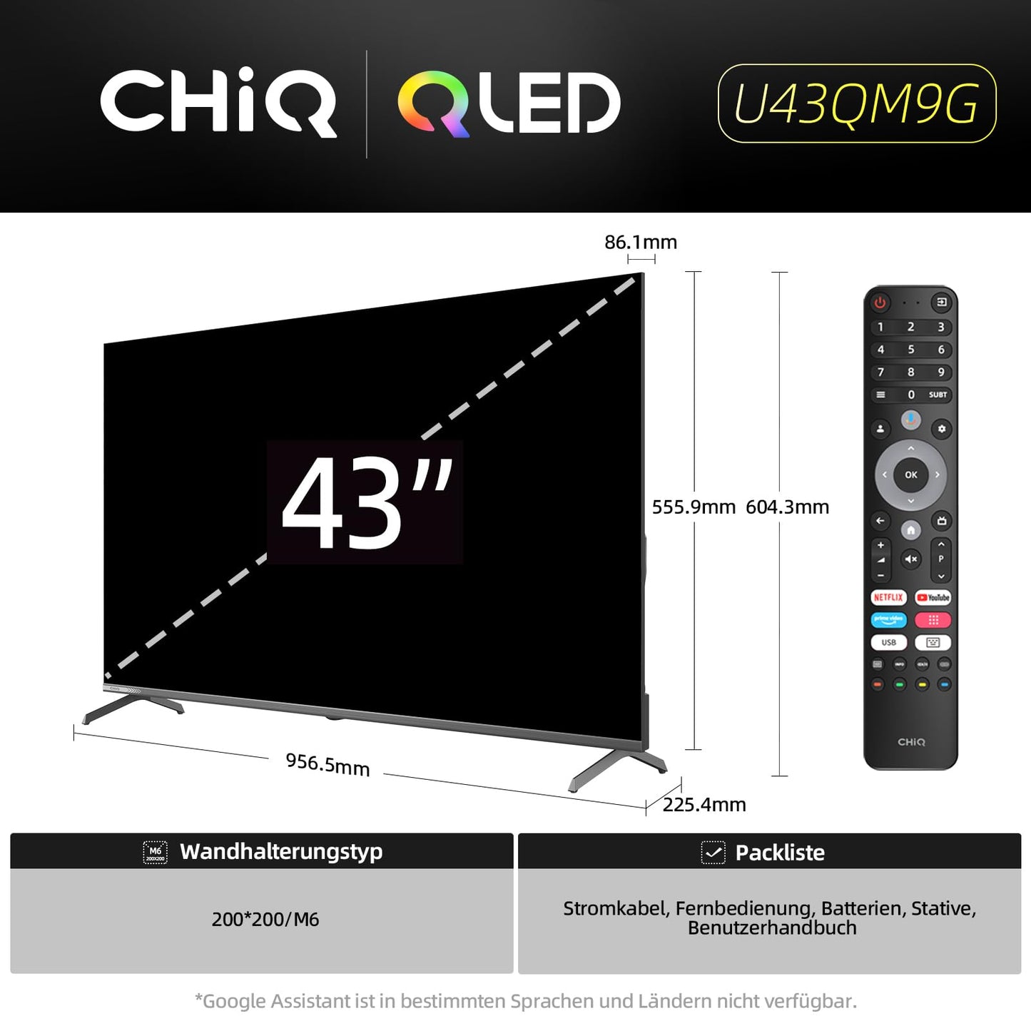 CHIQ L40FT 40 Zoll, Full HD, (100 cm) Smart Fernseher, HDR10, Dolby Audio & DBX-tv, Triple Tuner DVB-C/T2/S2, Integrierter Chromecast, Metall Randlos Design
