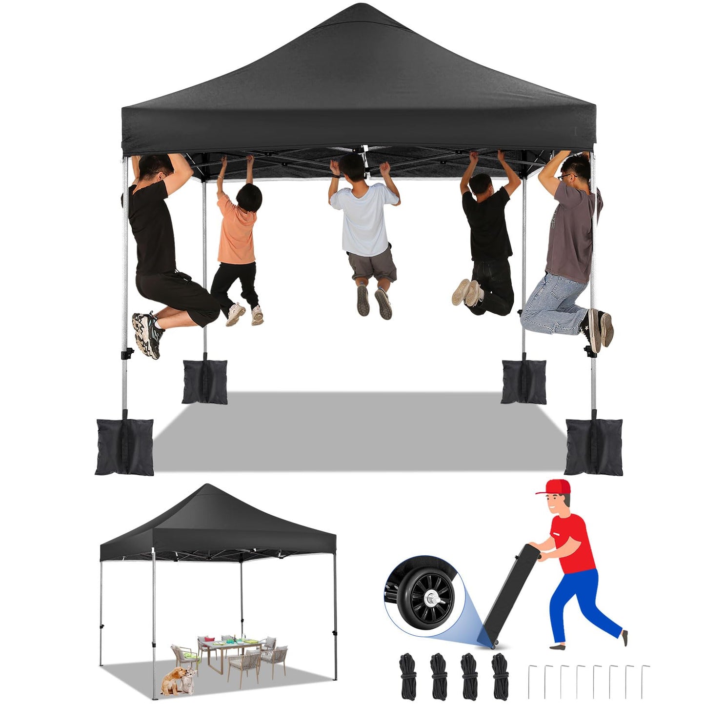 Tooluck Folding Gazebo, 3 x 4.5 m, Waterproof, Stable, Outdoor, Garden Party Tent, UV Protection 50+, with 4 Side Panels, Grey