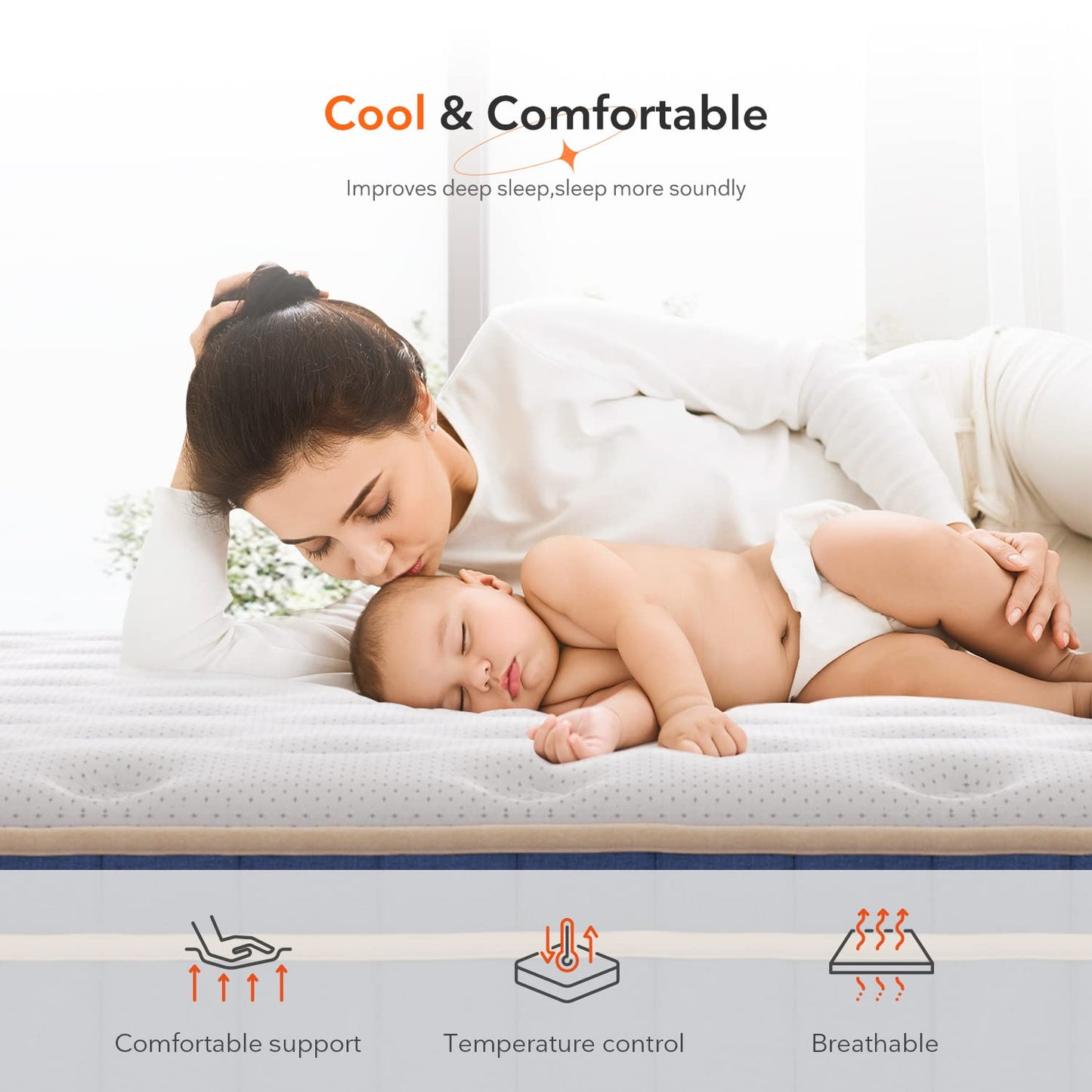 Sweetnight Mattress 160 x 190 cm, Pocket Spring Core Mattress with 7-Zones, Breathable, Orthopaedic, Height 20 cm, Hardness H4