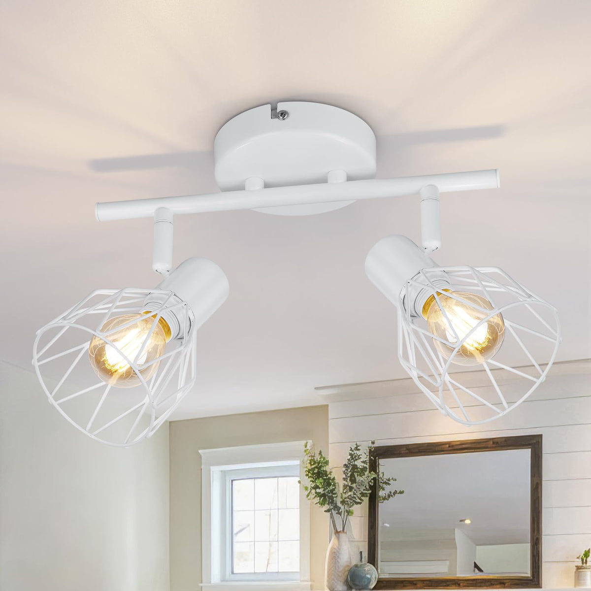 Kimjo 6-Bulb LED Ceiling Spotlight, Swivelling E14 Ceiling Spotlight, Black 6-Bulb Ceiling Light For Living Room, LED Kitchen Ceiling Light, Without Bulbs
